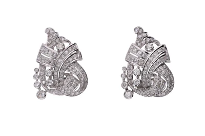 Coppia di spille a doppia clip con diamanti - Vintage mania Coppia di spille a doppia clip con diamanti - Vintage mania