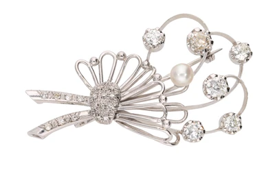 Spilla con diamanti e perla coltivata - Vintage mania Spilla con diamanti e perla coltivata - Vintage mania