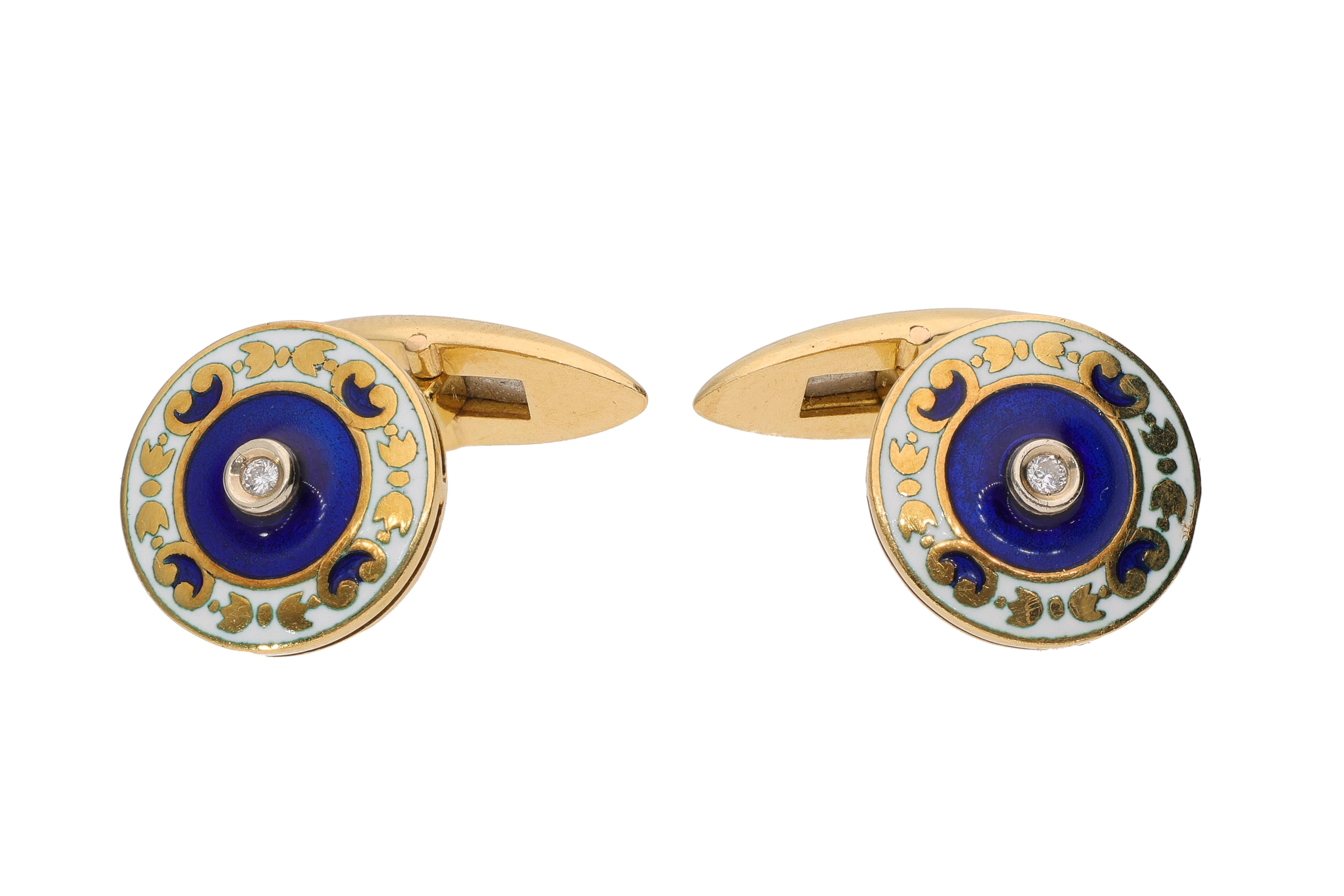 Gemelli con diamanti e smalti - Vintage mania