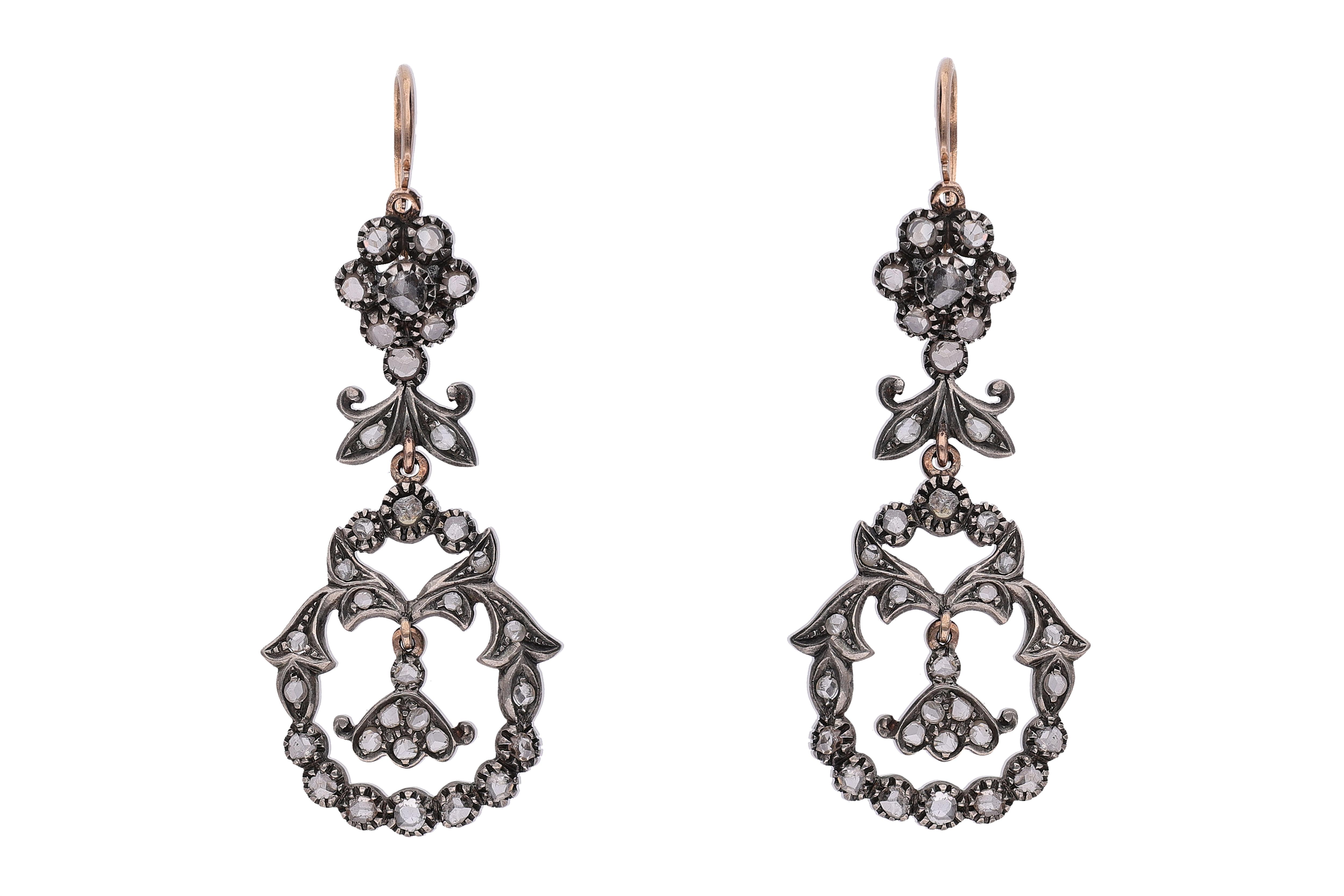 Paio di orecchini con diamanti - Vintage mania