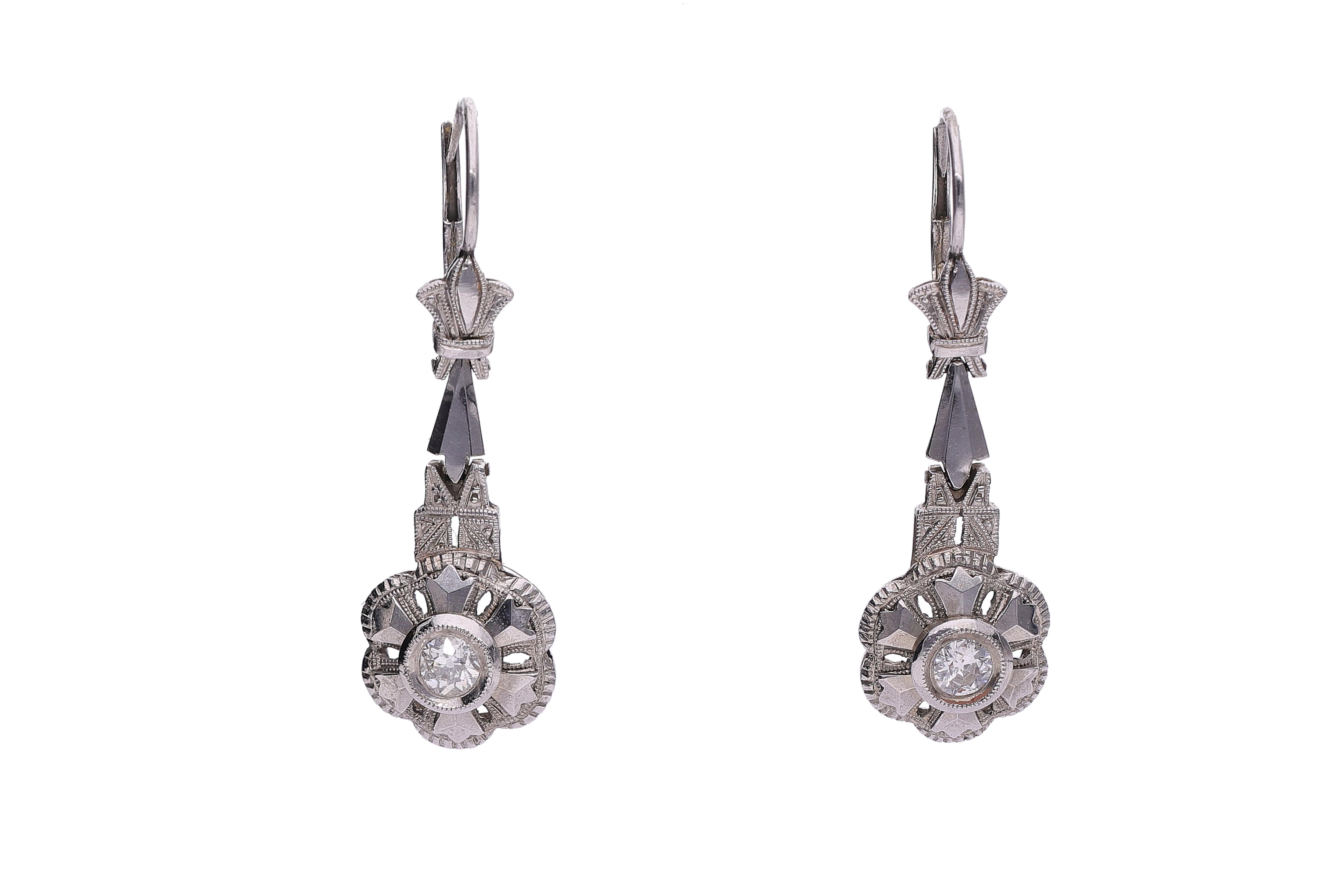 Paio di orecchini con diamanti - Vintage mania
