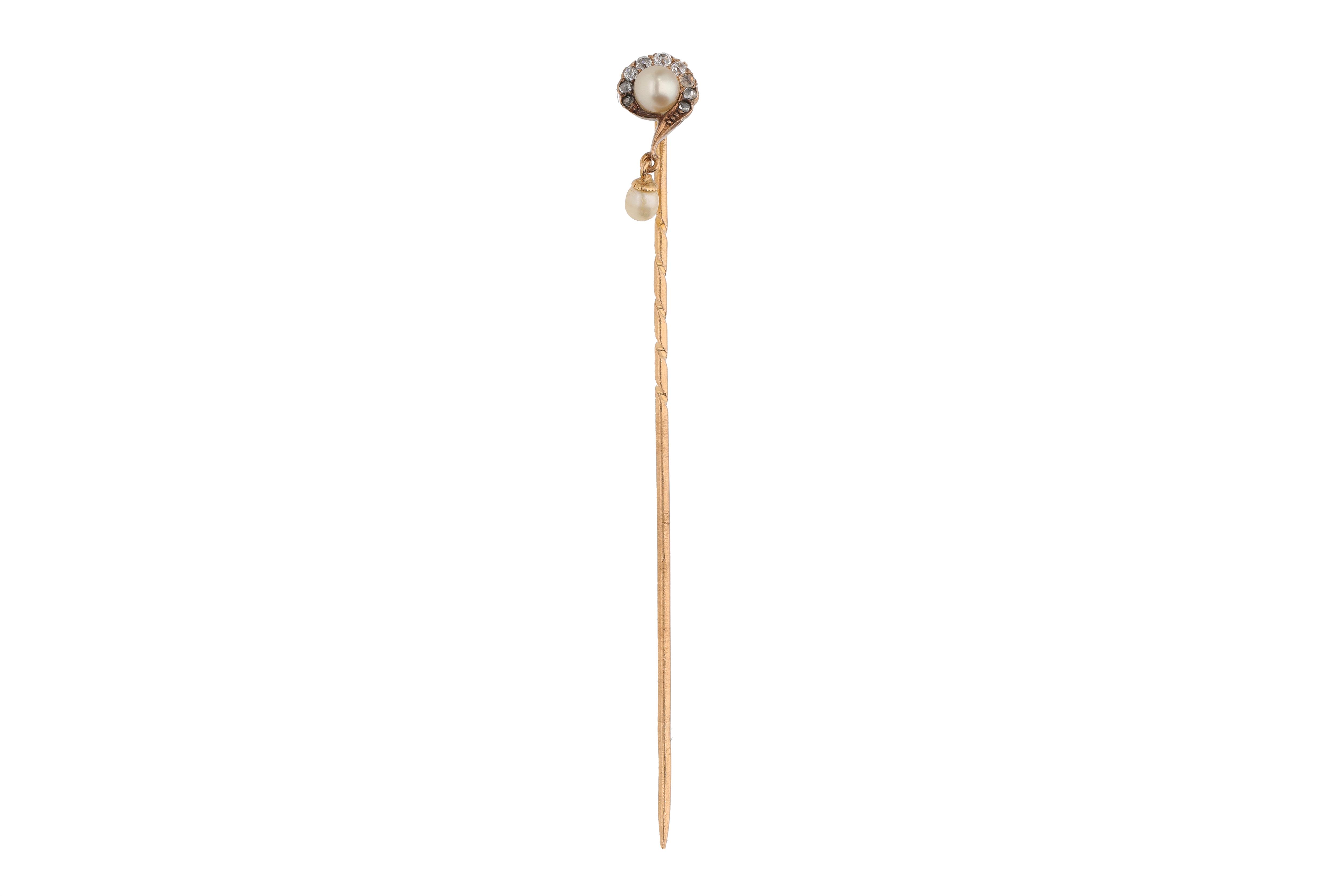 Spilla con perline coltivate e diamanti - Vintage mania
