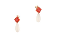 Orecchini con corallo e diamanti - Asta Speciale Tesori d'autunno