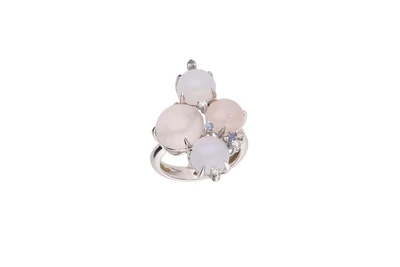 Anello con quarzi, pietre di luna e diamanti - Asta Speciale Tesori d'autunno