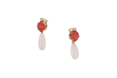 Orecchini con corallo e diamanti - Asta Speciale Tesori d'autunno