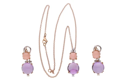 Orecchini e collier con ametiste, coralli e diamanti - Asta Speciale Tesori d'autunno