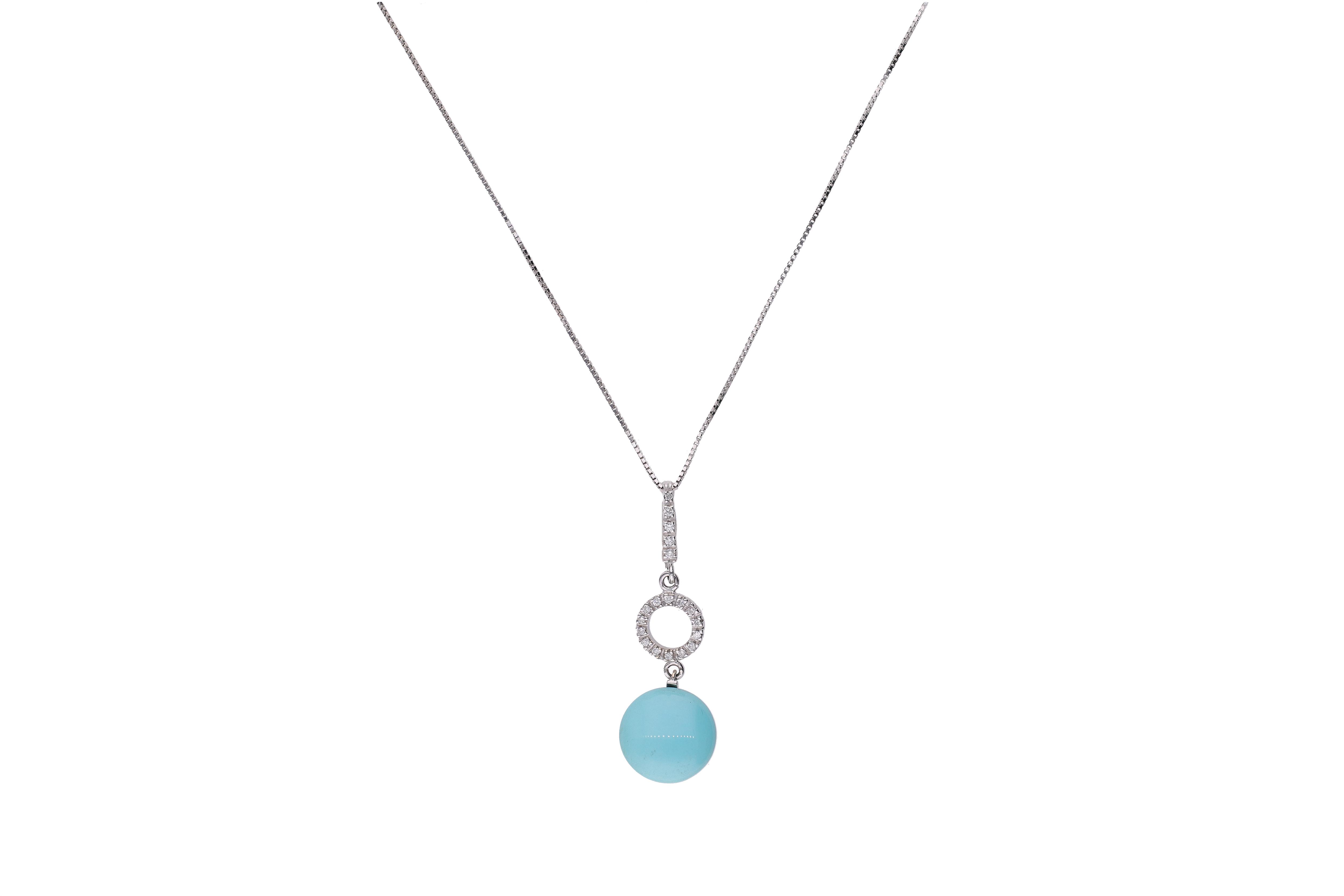 Collana con ciondolo di turchese e diamanti - Asta Speciale Tesori d'autunno