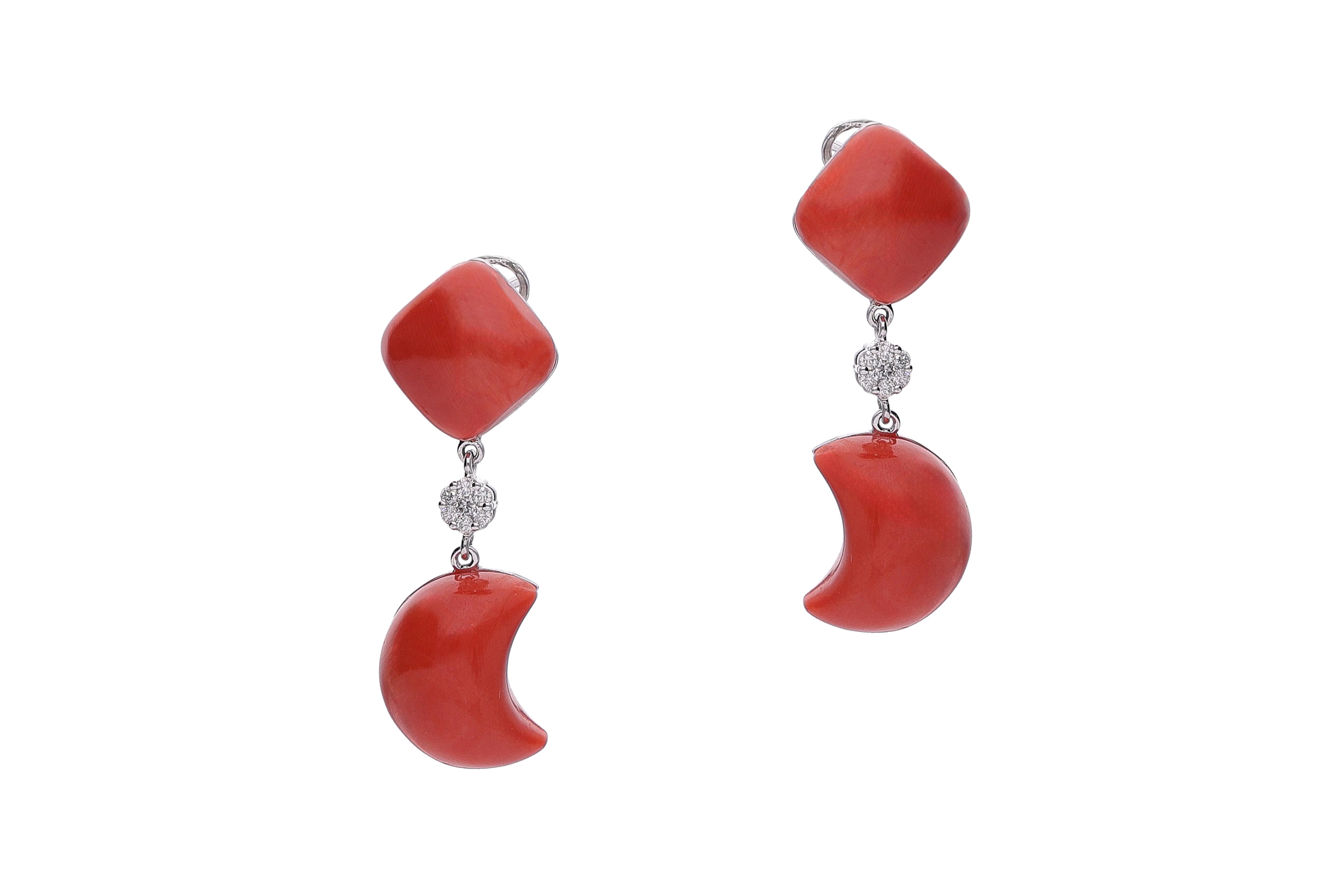 Orecchini con corallo e diamanti - Asta Speciale Tesori d'autunno