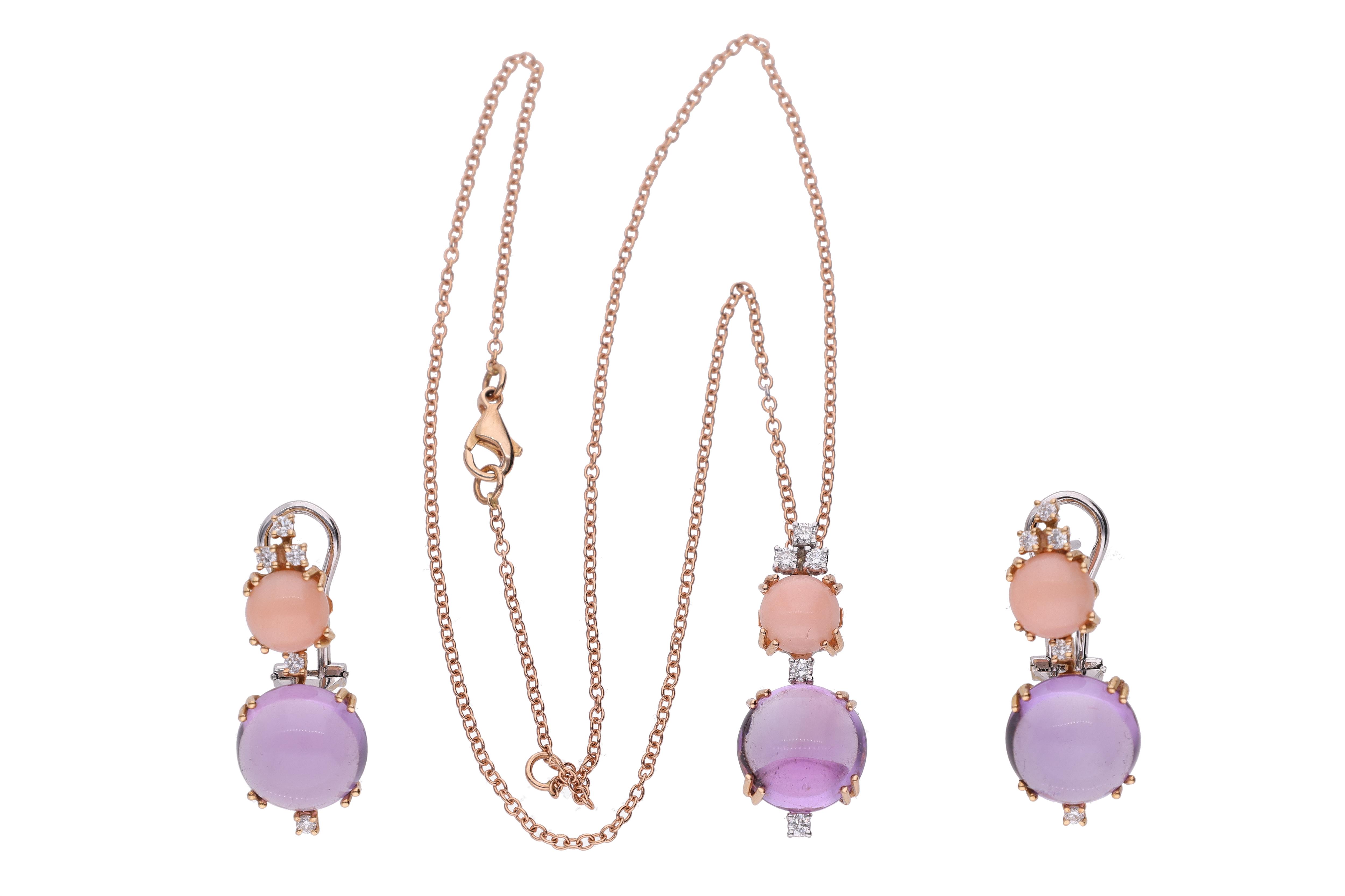 Orecchini e collier con ametiste, coralli e diamanti - Asta Speciale Tesori d'autunno