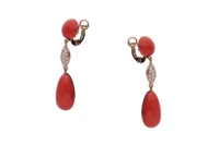 Orecchini con corallo e diamanti - Asta Speciale Natale