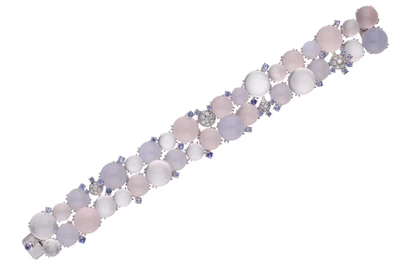 Bracciale con diamanti, quarzi, pietre di luna, calcedoni e pietre - Asta Speciale Natale