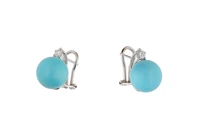 Paio orecchini con diamanti e turchese - Asta Speciale San Valentino