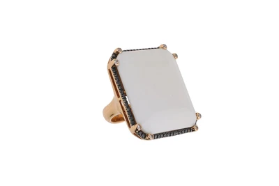 Anello con diamanti, diamanti neri e pietra - Asta Speciale San Valentino