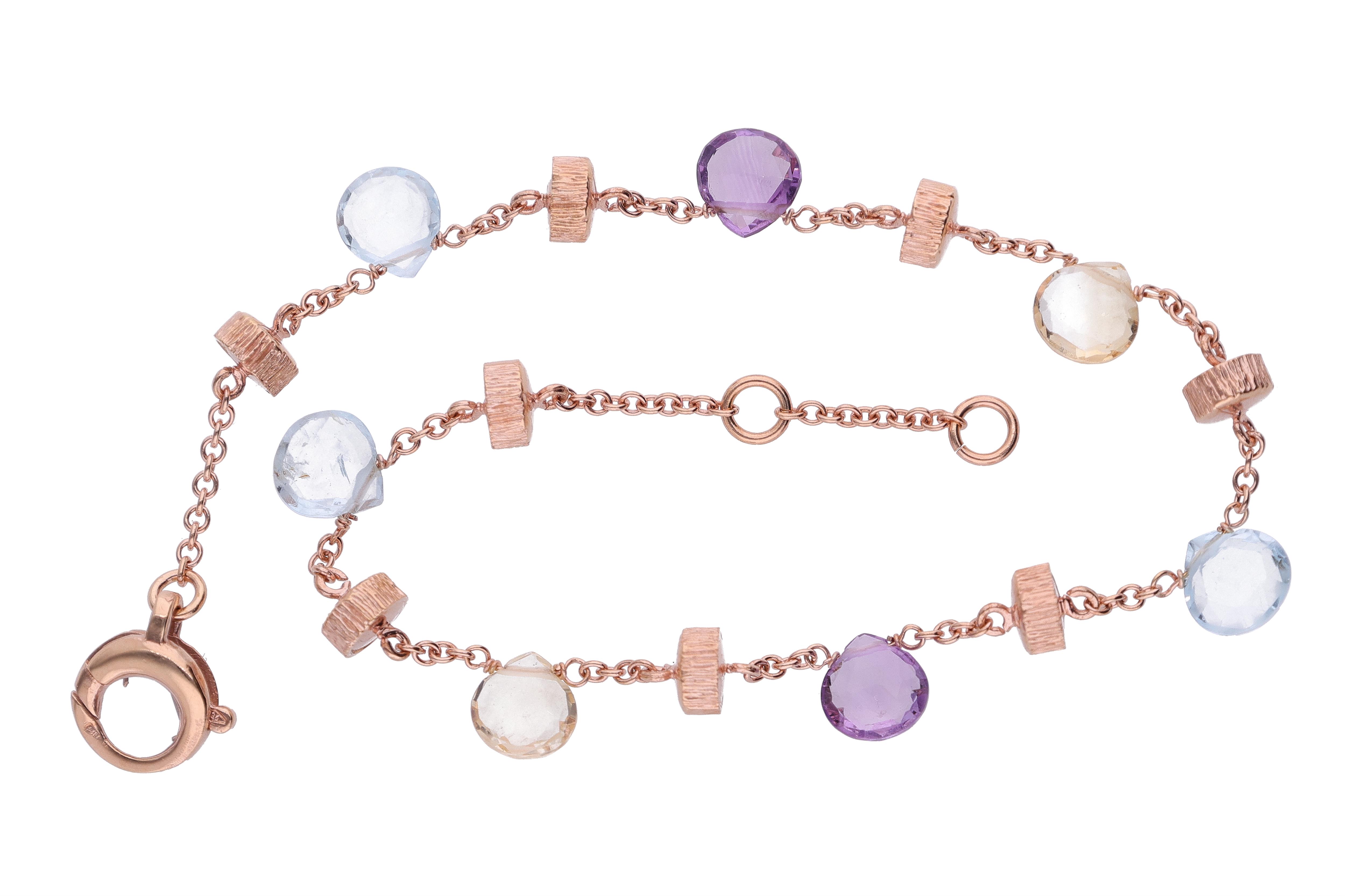 Bracciale con topazi azzurri, ametiste e quarzi citrini - Asta Speciale San Valentino