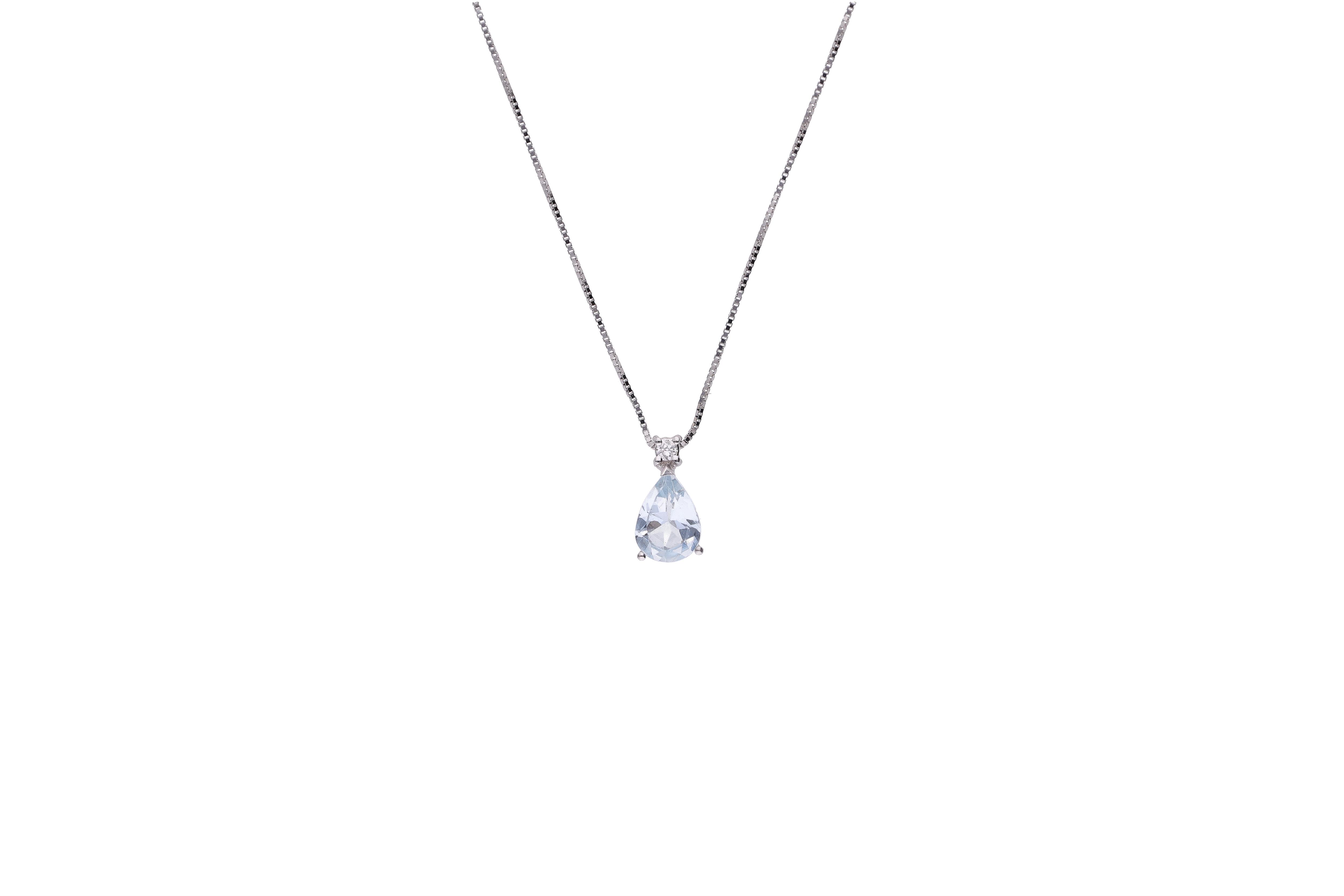 Collana con acquamarina e diamante - Asta Speciale San Valentino