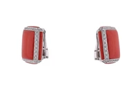 Orecchini con corallo e diamanti - Asta Tesori di Pasqua - Gioielli da riscoprire Orecchini con corallo e diamanti - Asta Tesori di Pasqua - Gioielli da riscoprire