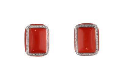 Orecchini con corallo e diamanti - Asta Tesori di Pasqua - Gioielli da riscoprire Orecchini con corallo e diamanti - Asta Tesori di Pasqua - Gioielli da riscoprire