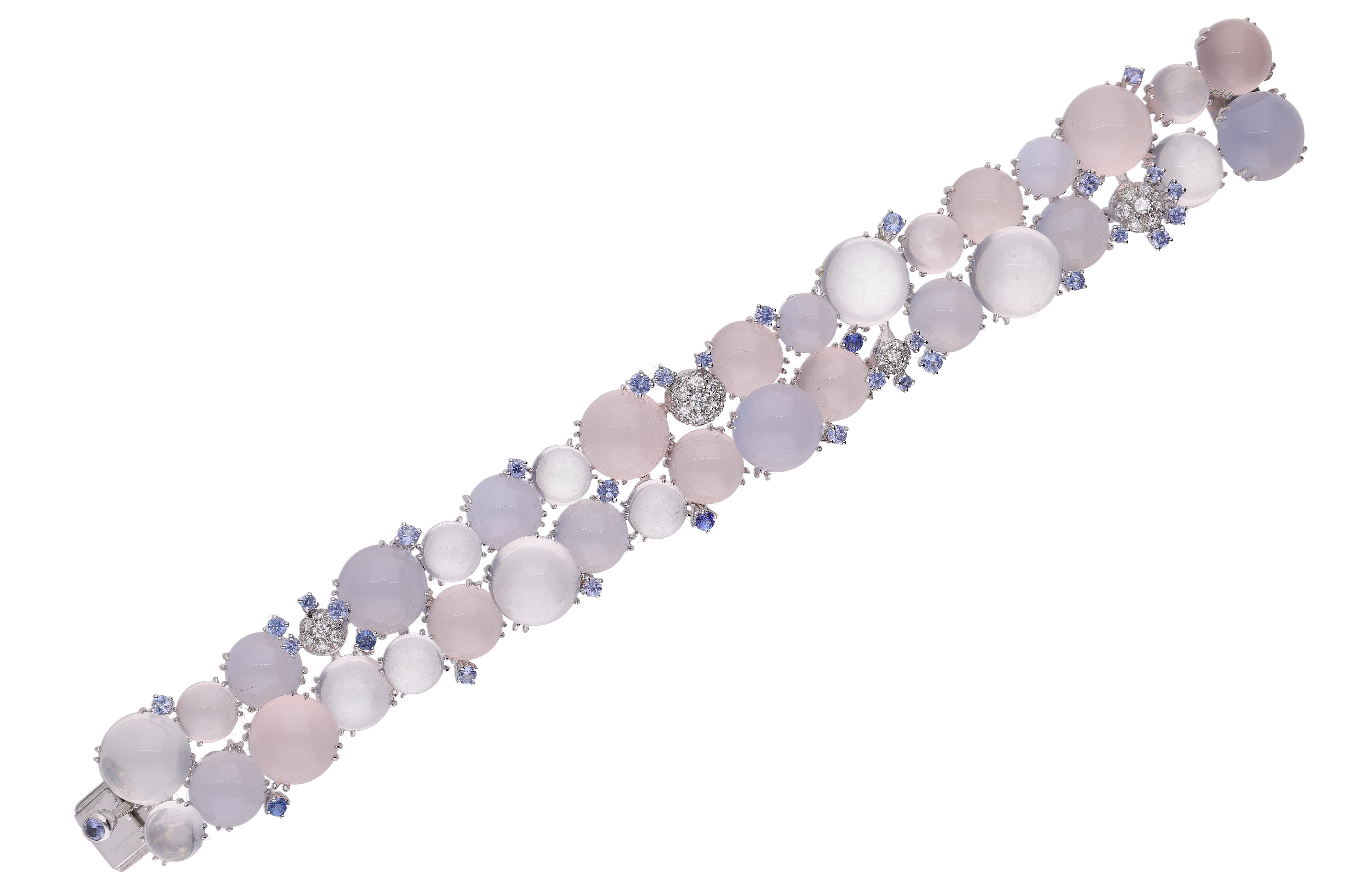 Bracciale con diamanti, quarzi, pietre di luna, calcedoni e pietre - Asta Tesori di Pasqua - Gioielli da riscoprire