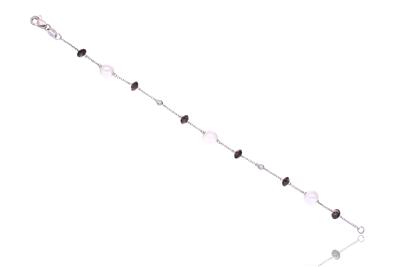 Bracciale con perle, quarzi fume e diamanti - Asta Preziosi