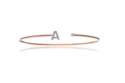 Bracciale con lettera A e diamanti - 