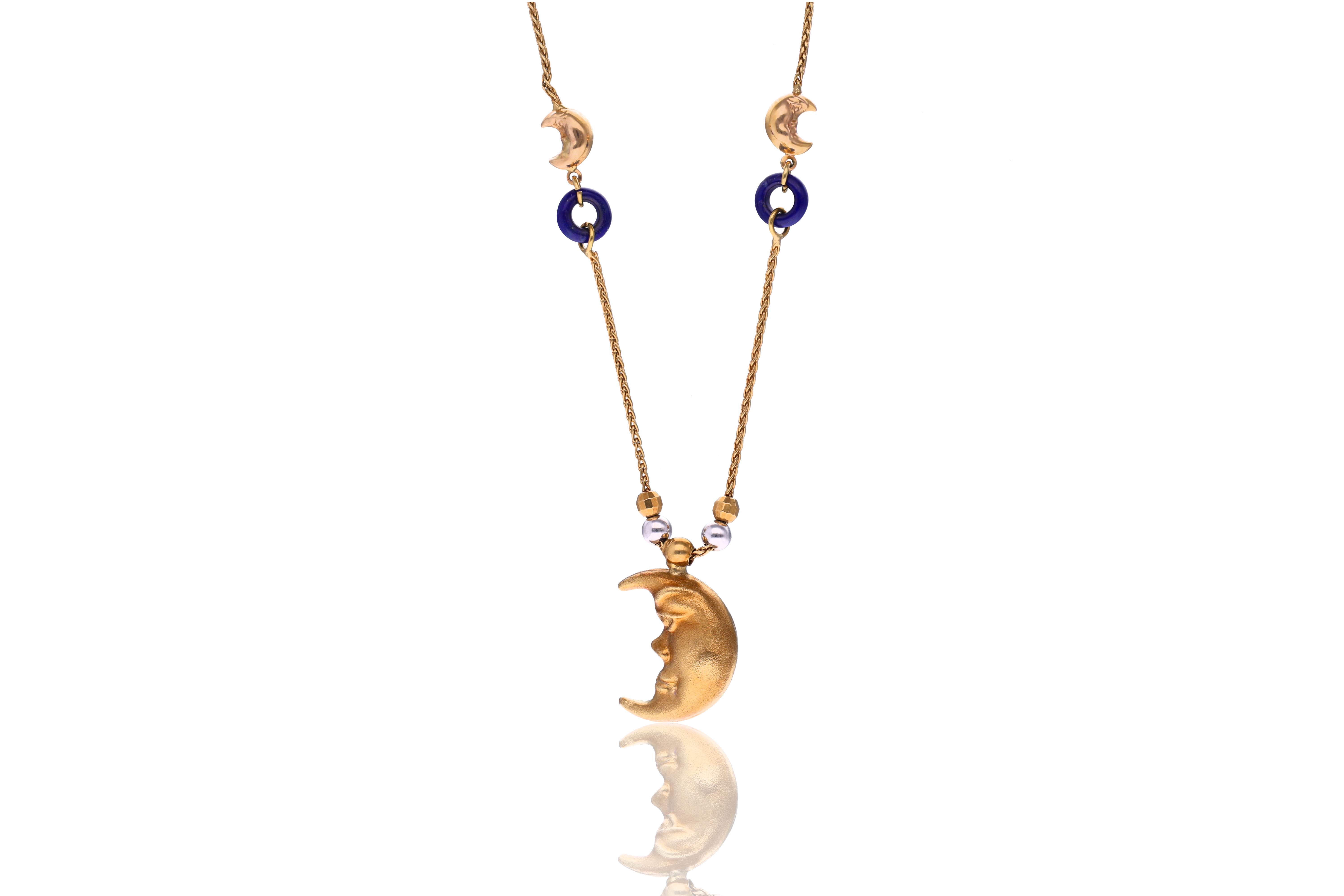 Collana con lapislazzuli e pendente a forma di luna - Asta Preziosi