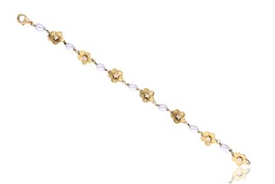 Bracciale in stile floreale con perle - Asta Preziosi