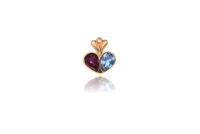 Ciondolo in oro, con diamante, rodolite e topazio azzurro - Asta Preziosi
