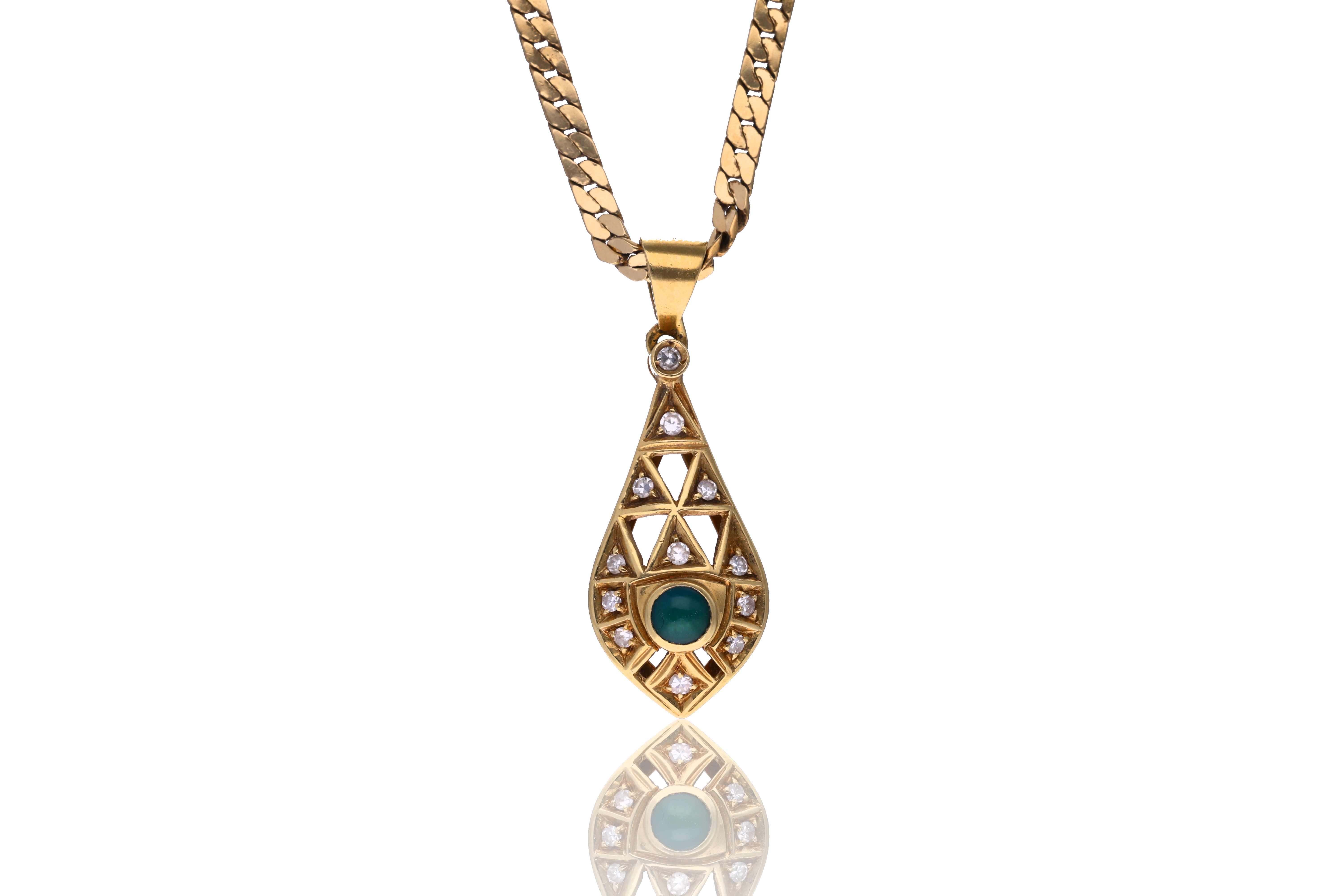 Collana e ciondolo con diamanti e pietra - Asta Preziosi