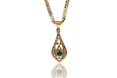 Collana e ciondolo con diamanti e pietra - Asta Preziosi Collana e ciondolo con diamanti e pietra - Asta Preziosi