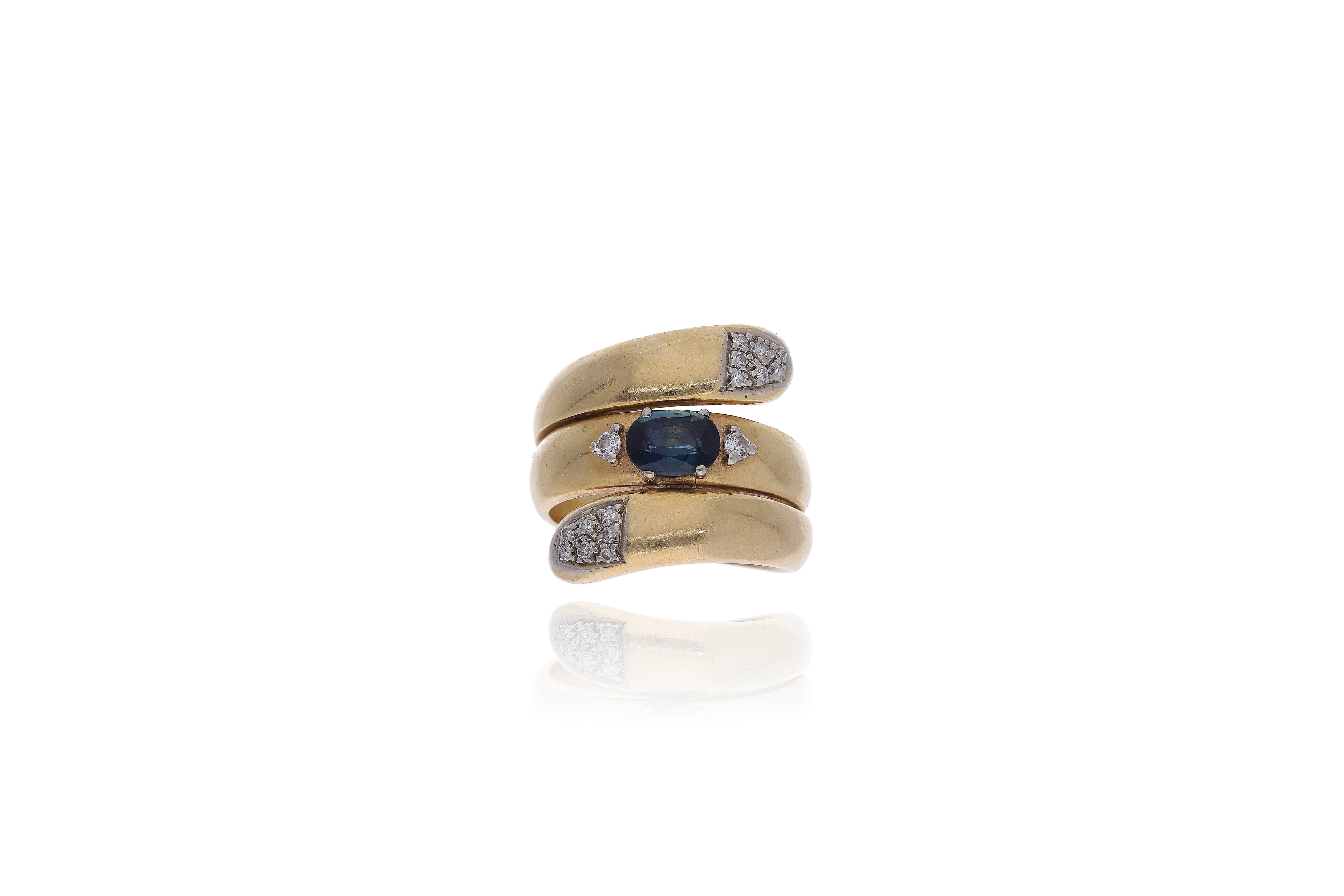 Anello con diamanti e zaffiro - Asta Preziosi