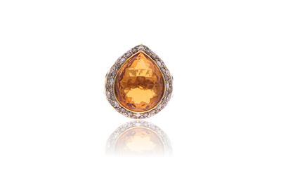 Anello con diamanti e quarzo citrino - Asta Preziosi Anello con diamanti e quarzo citrino - Asta Preziosi