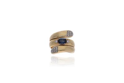 Anello con diamanti e zaffiro - Asta Preziosi Anello con diamanti e zaffiro - Asta Preziosi