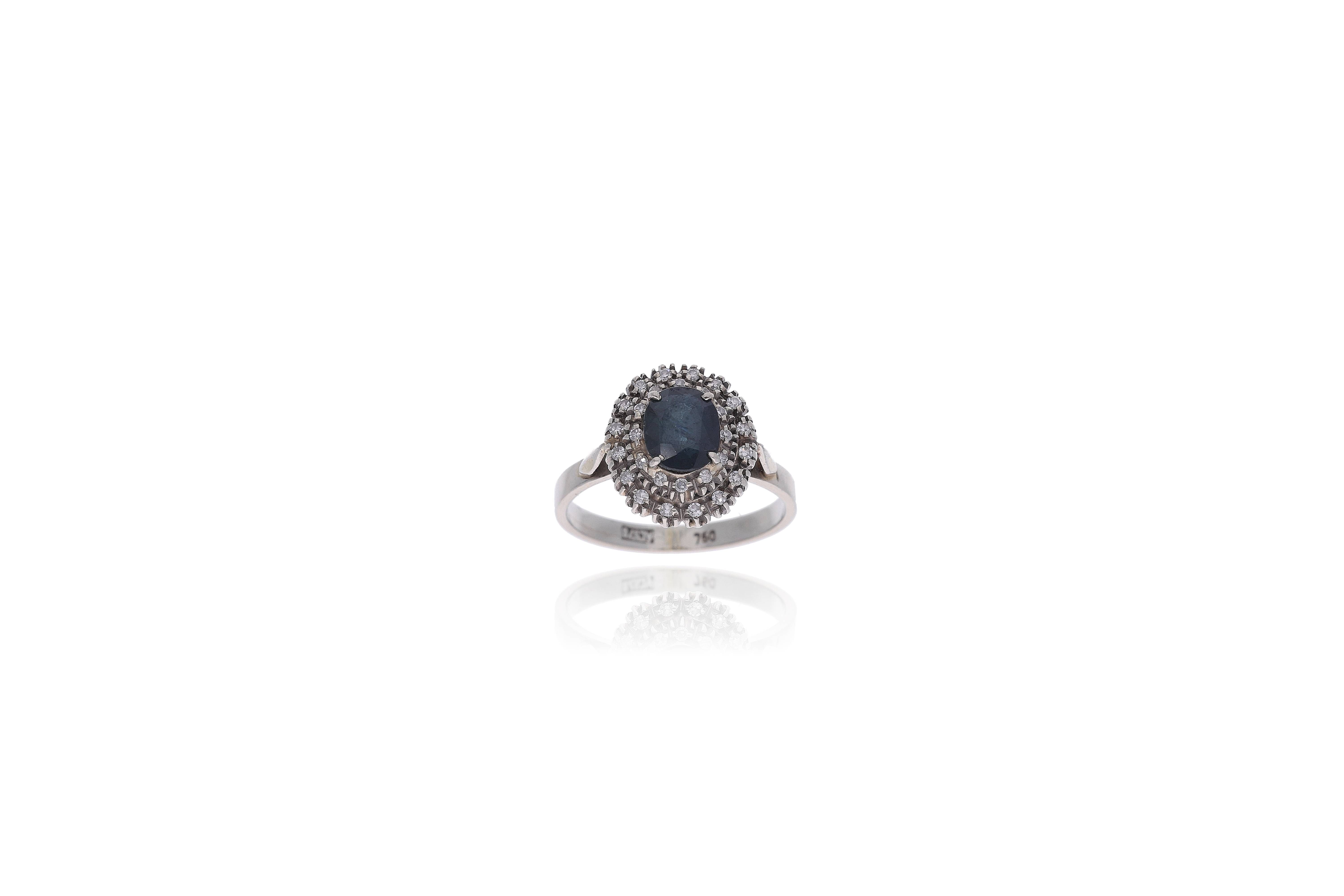 Anello in oro con diamanti e zaffiro - Asta Preziosi
