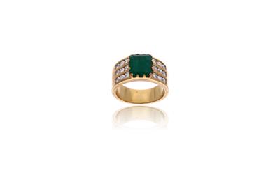 Anello con diamanti e pietra - Asta Preziosi