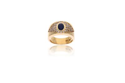 Anello con diamanti e pietra - Asta Preziosi