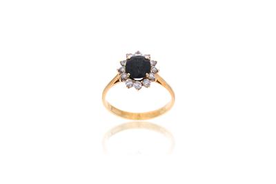 Anello con diamanti e zaffiro - Asta Preziosi