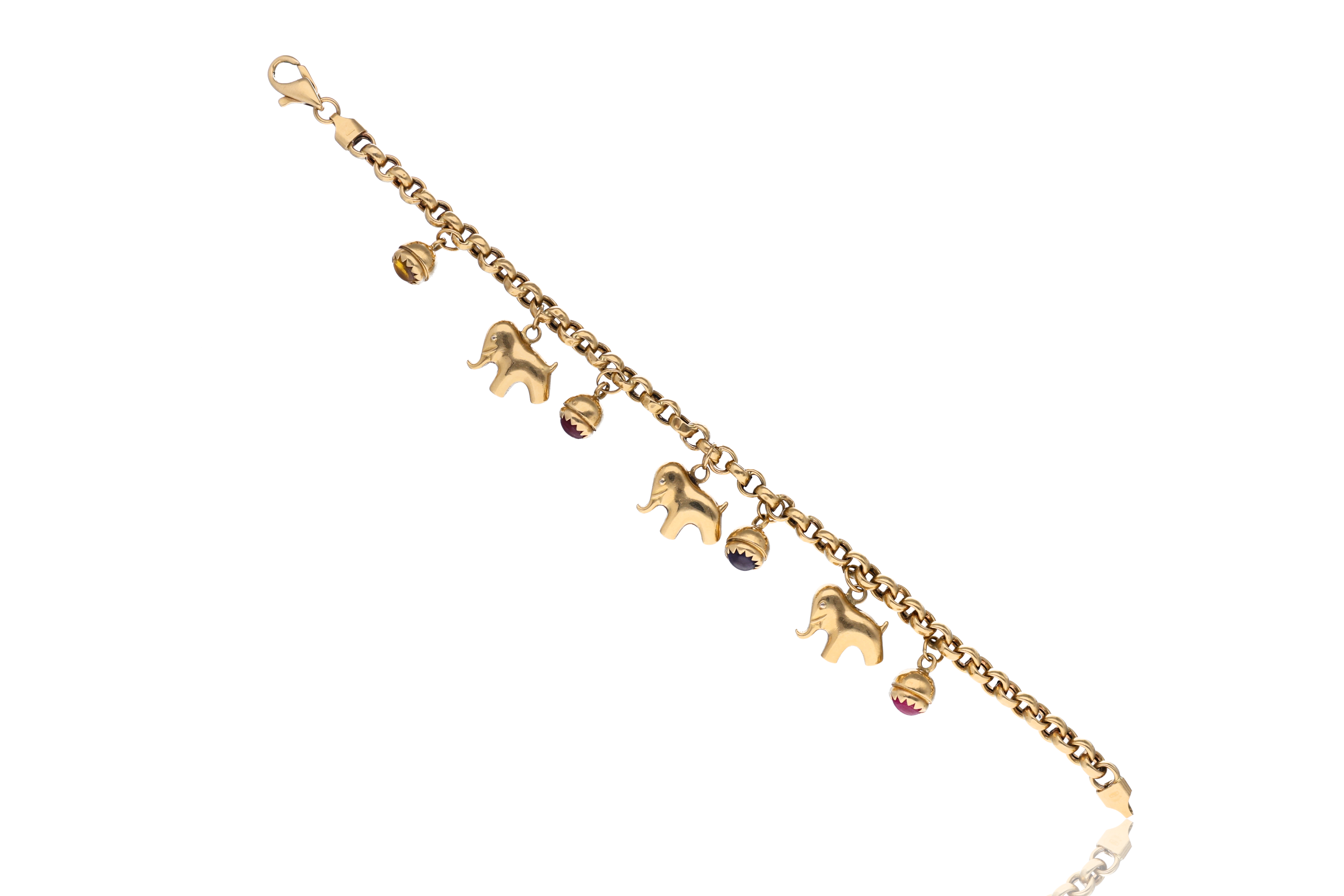Bracciale e 7 ciondoli con pietre - Asta Preziosi