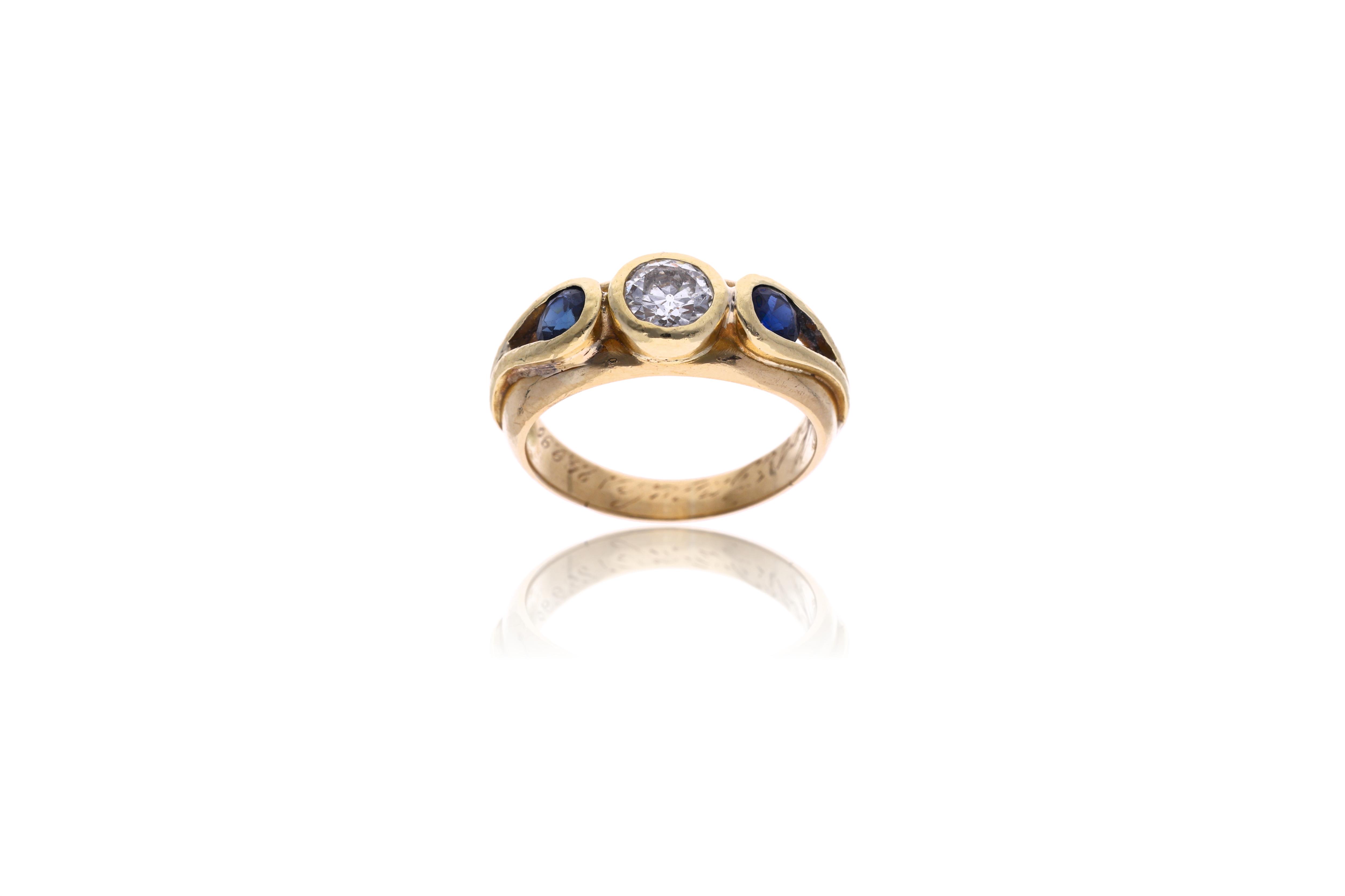 Anello con diamante e zaffiri - Asta Preziosi