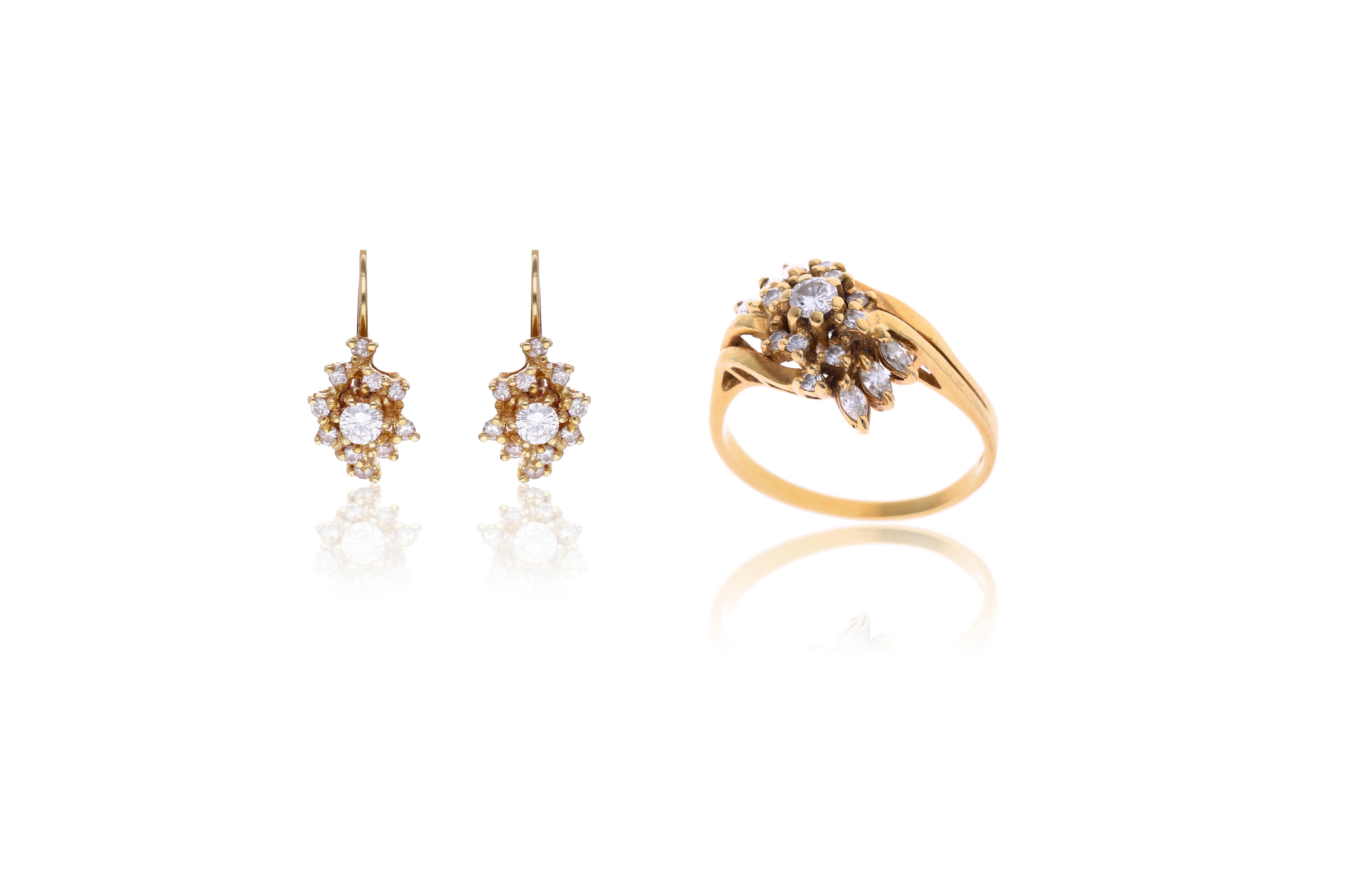 Demi-parure: anello e paio di orecchini con diamanti - Asta Preziosi