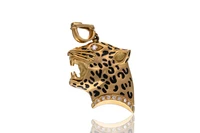 Ciondolo a forma di testa di leopardo con diamanti e smalti - Asta Tesoro Ciondolo a forma di testa di leopardo con diamanti e smalti - Asta Tesoro