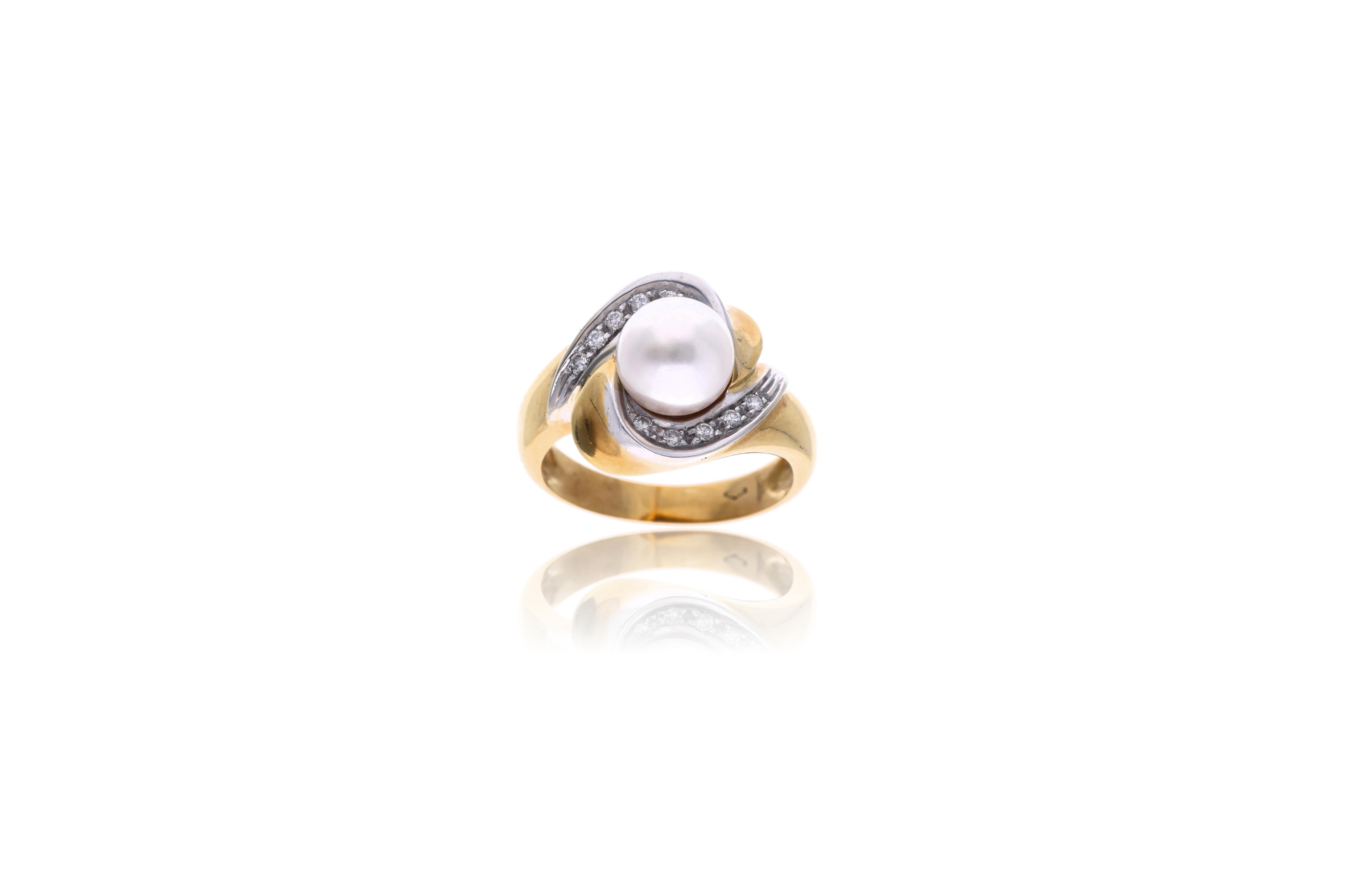 Anello con diamanti e perla - Asta Tesoro