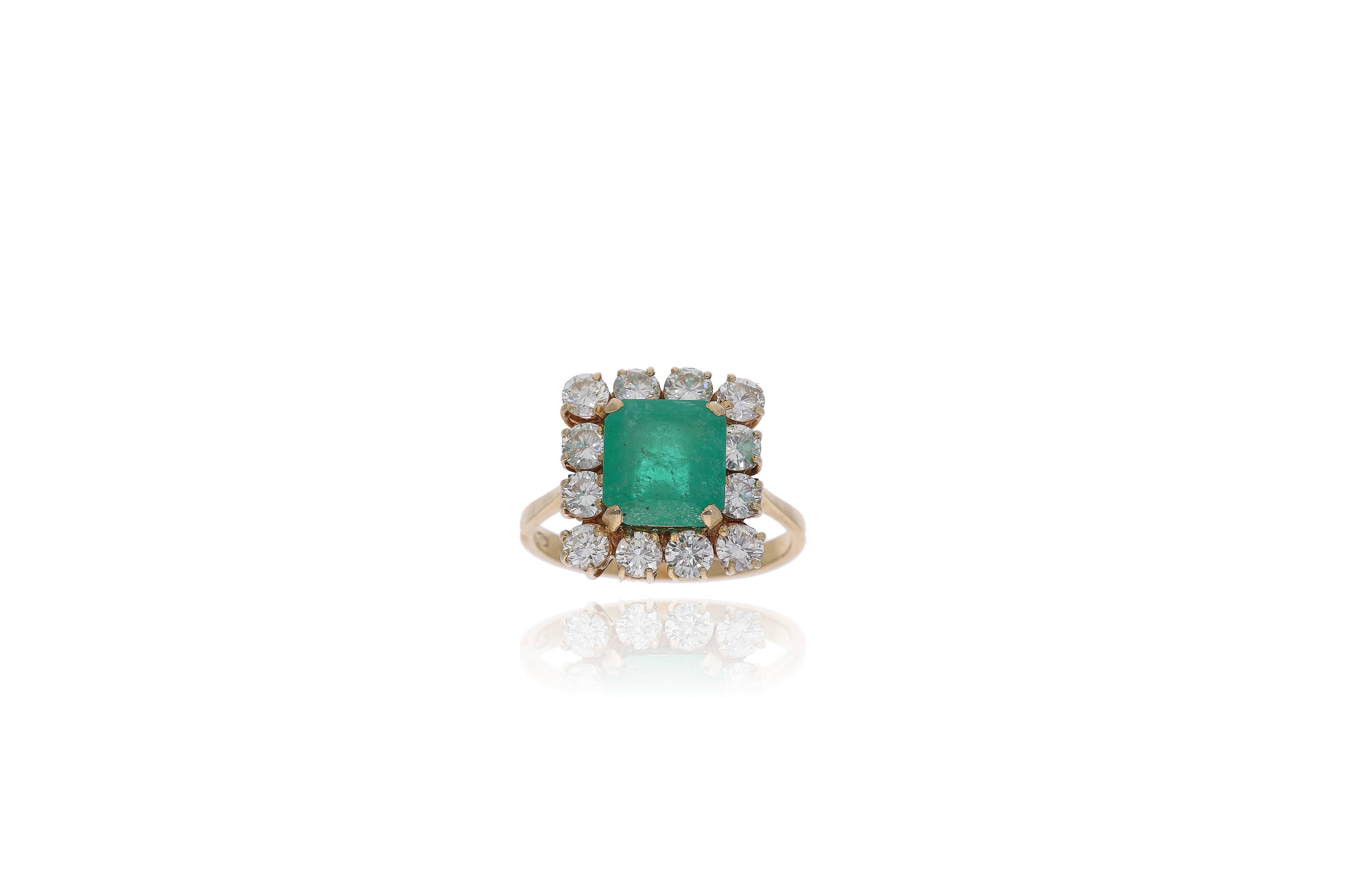Anello con diamanti e smeraldo - Asta Tesoro