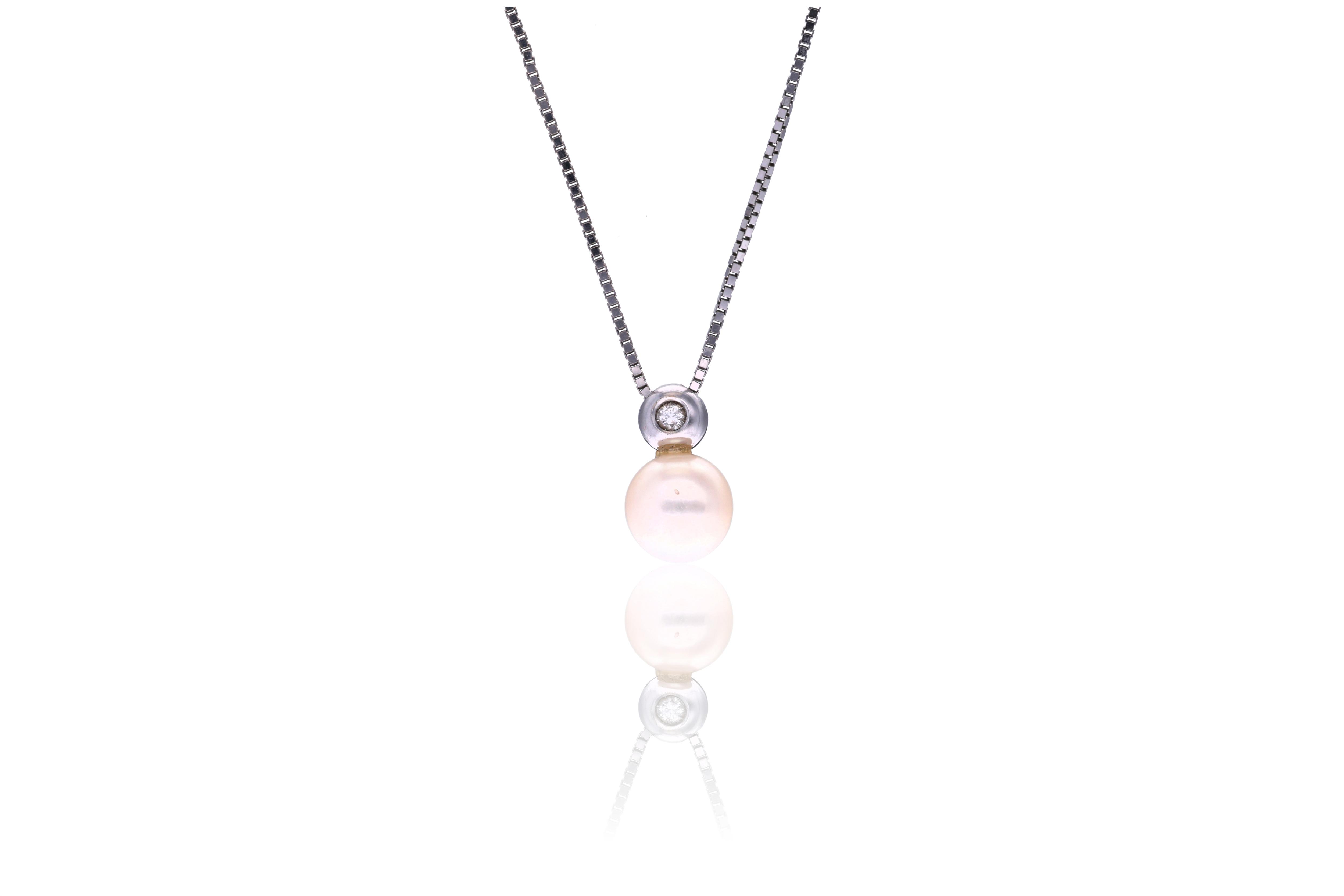 Collana e pendente con diamante e perla coltivata - Asta Tesoro