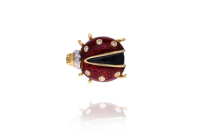 Spilla a forma di coccinella con smalto e diamanti - Asta Preziosi Spilla a forma di coccinella con smalto e diamanti - Asta Preziosi