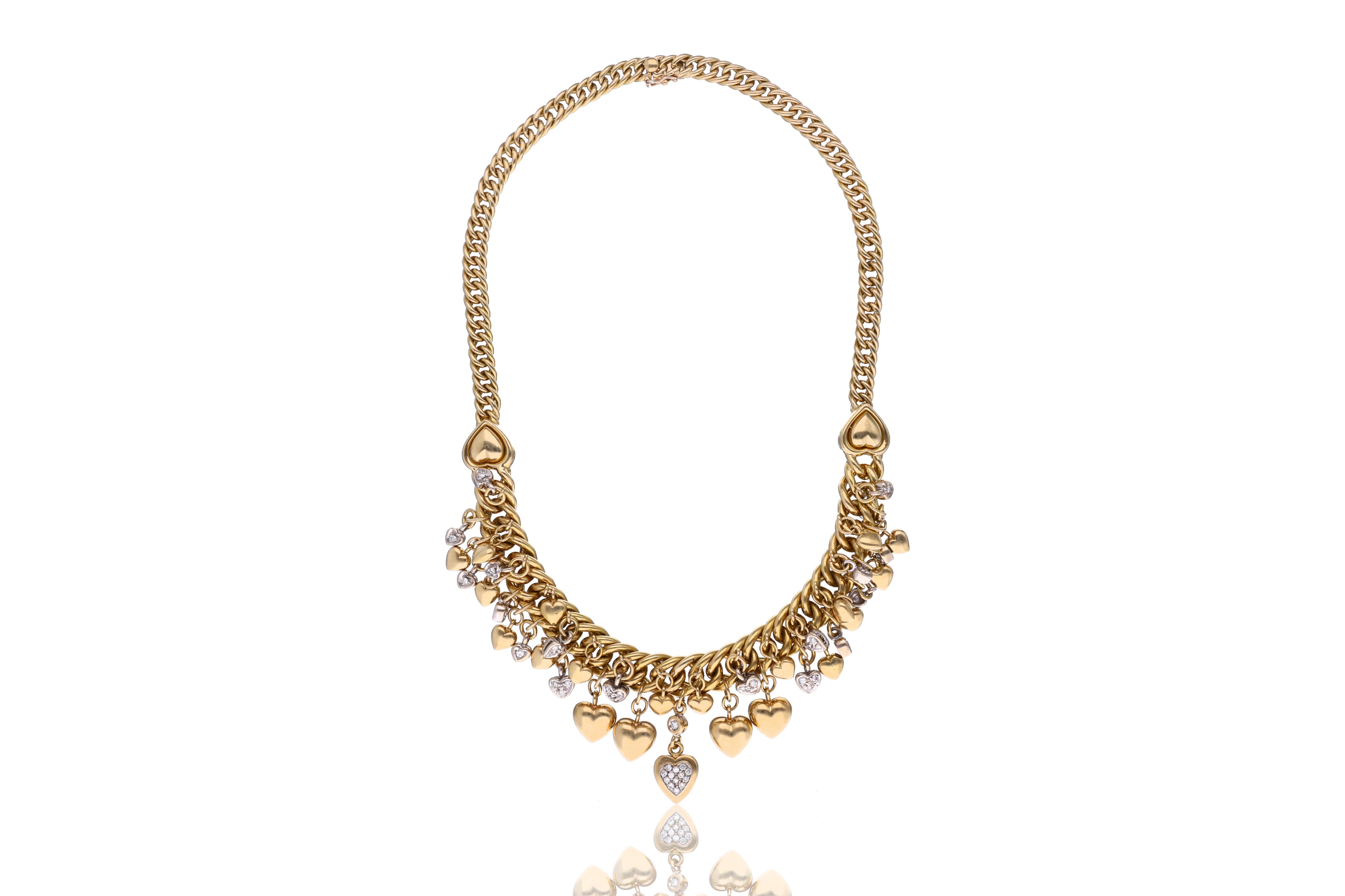 Collana con diamanti e ciondoli a forma di cuore - Asta Preziosi