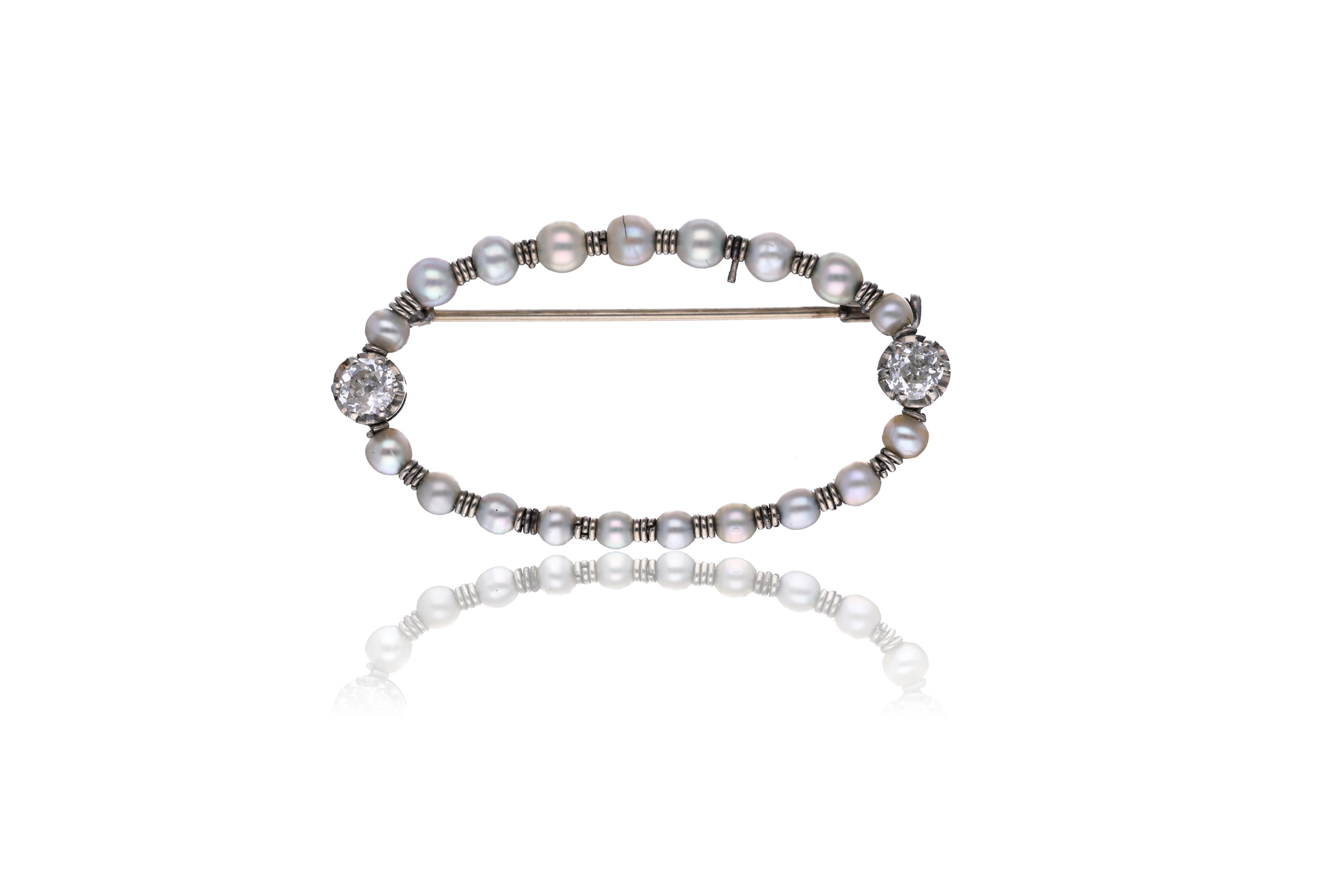 Spilla con diamanti e perle - Asta Preziosi