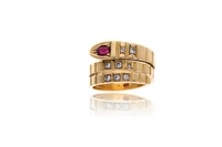 Anello, con diamanti e pietra, in oro 750 - Asta Preziosi Anello, con diamanti e pietra, in oro 750 - Asta Preziosi