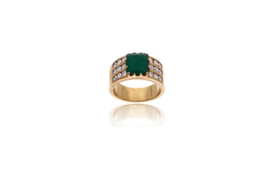 Anello con diamanti e pietra - Asta Preziosi