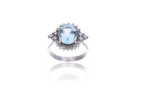 Anello con acquamarina e diamanti - Asta Preziosi