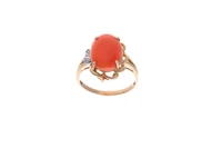 Anello con corallo e diamanti - Asta Preziosi